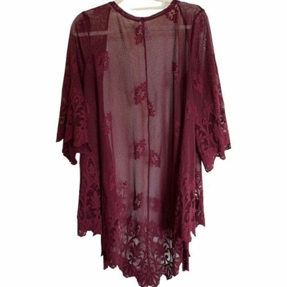 Alya Sheer Floral Kimono Cardigan Womens S/M Boho Duster Open Front - Picture 3 of 7